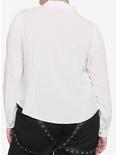 Strawberry Button-Front Girls Woven Top Plus Size, IVORY, alternate