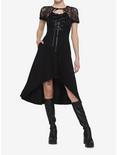Black Lace-Up Hi-Low Dress, BLACK, alternate