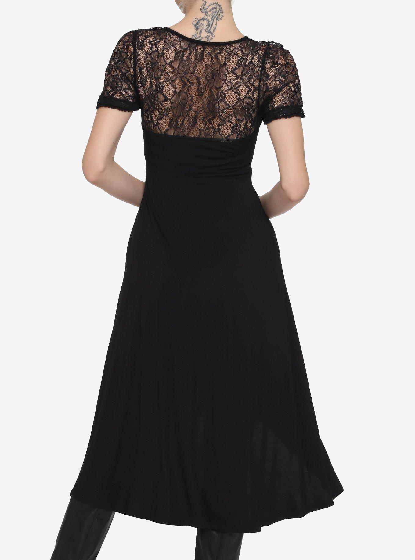 Black Lace-Up Hi-Low Dress, BLACK, alternate