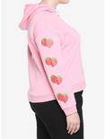 Strawberry Milk Girls Crop Hoodie Plus Size, PINK, alternate