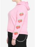 Strawberry Milk Girls Crop Hoodie Plus Size, PINK, alternate
