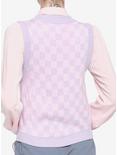 Pink & Lavender Checkered Girls Crop Sweater Vest, MULTI, alternate