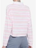 Strawberry Stripe Girls Crop Polo Long-Sleeve Shirt, STRIPE - WHITE, alternate