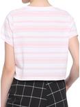 Pink & White Stripe Strawberry Girls Boxy Crop T-Shirt, STRIPE - WHITE, alternate