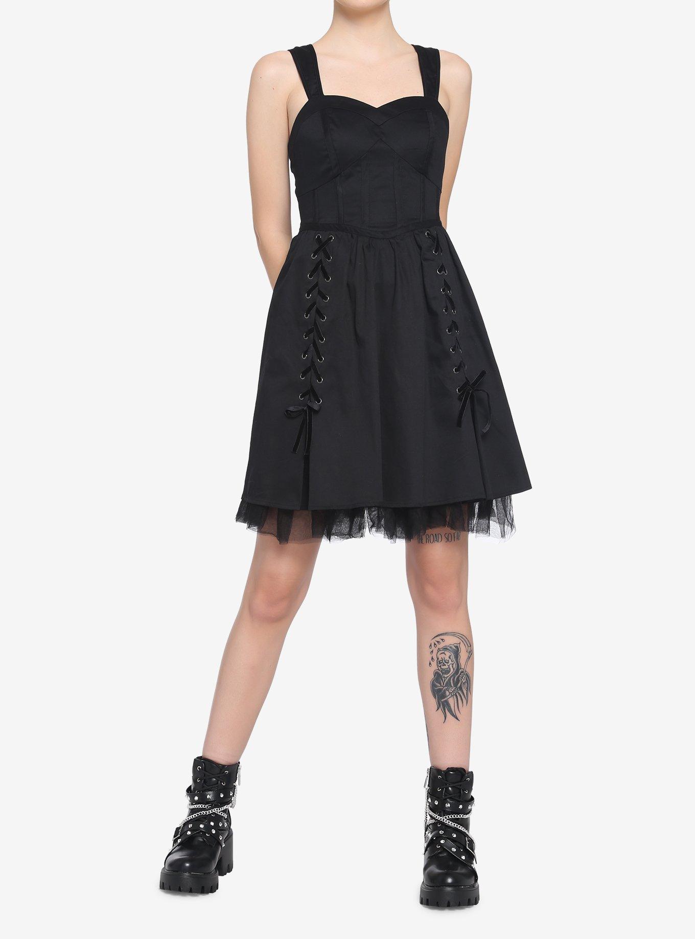 Black Corset Dress, BLACK, alternate