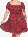 Red Plaid Tie-Front Babydoll Dress Plus Size, PLAID - RED, alternate