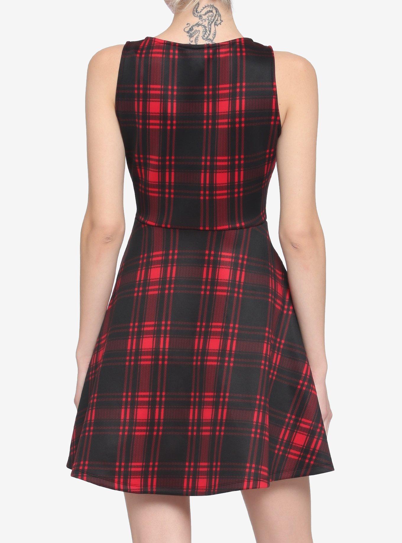 Red Black Plaid O Ring Dress Hot Topic