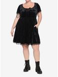 Black Velvet Tie-Front Dress Plus Size, BLACK, alternate