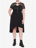 Black Lace-Up Hi-Low Dress Plus Size, BLACK, alternate