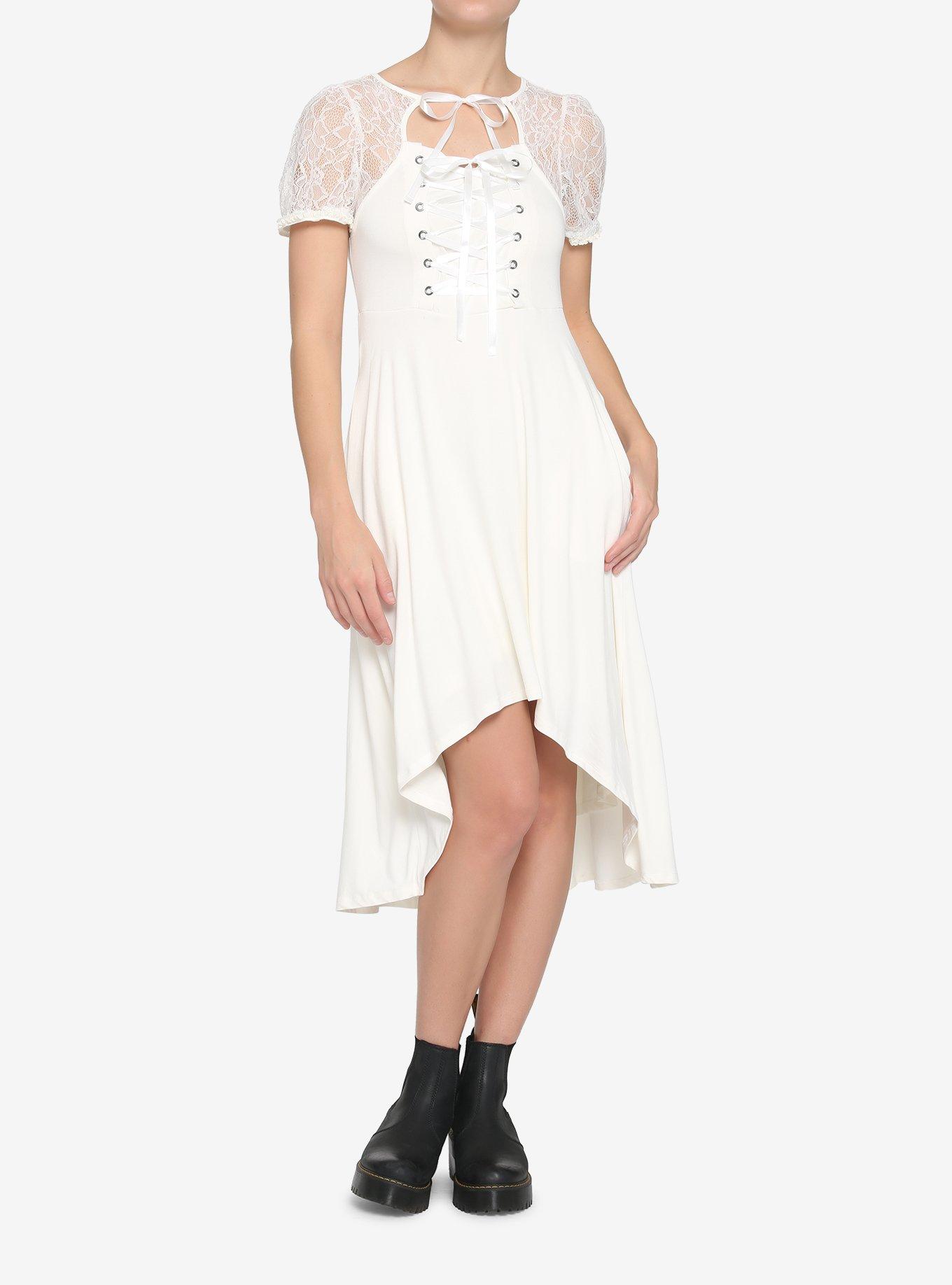 Ivory Lace-Up Hi-Low Dress, IVORY, alternate