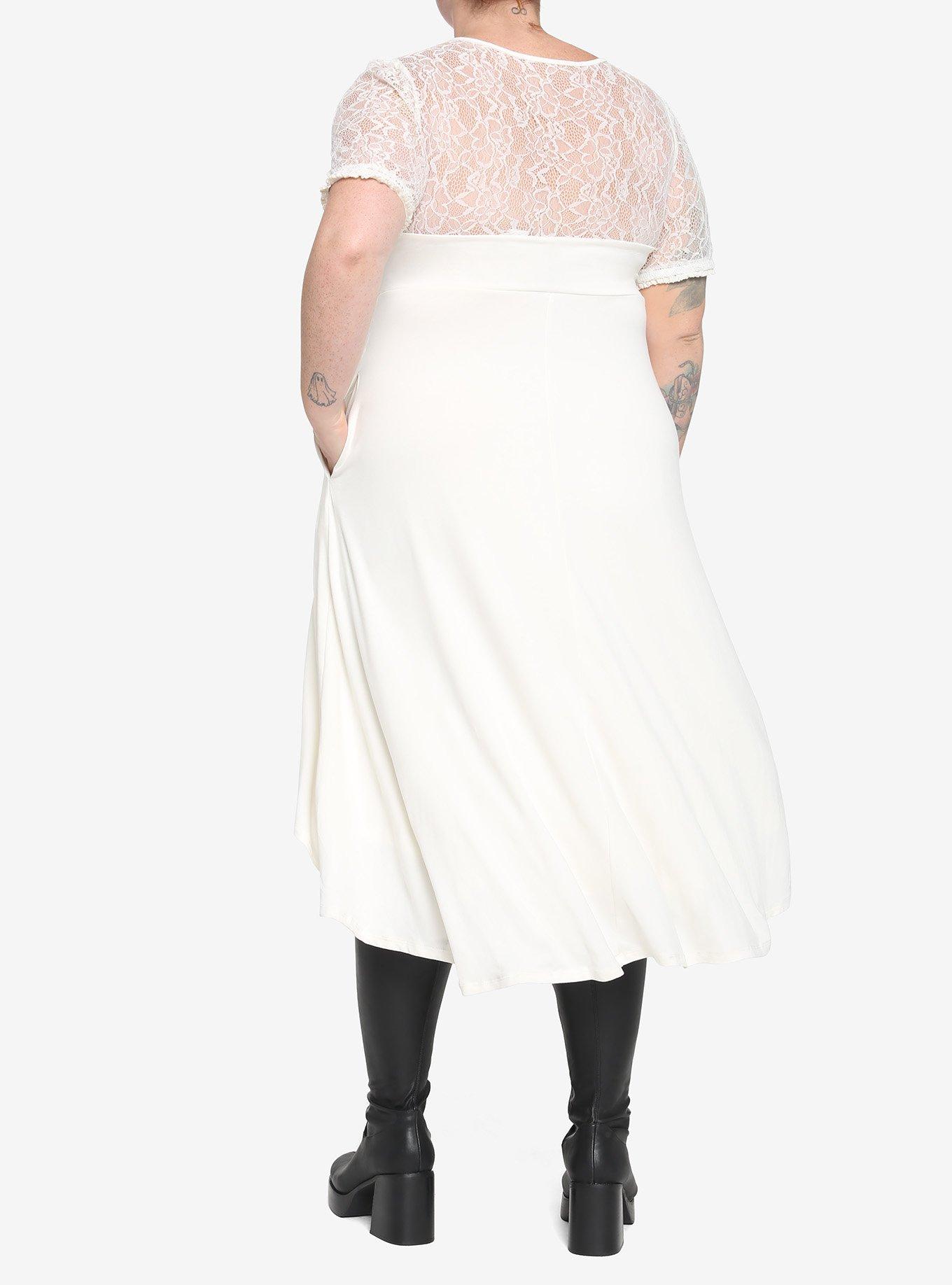 Ivory Lace-Up Hi-Low Dress Plus Size, IVORY, alternate