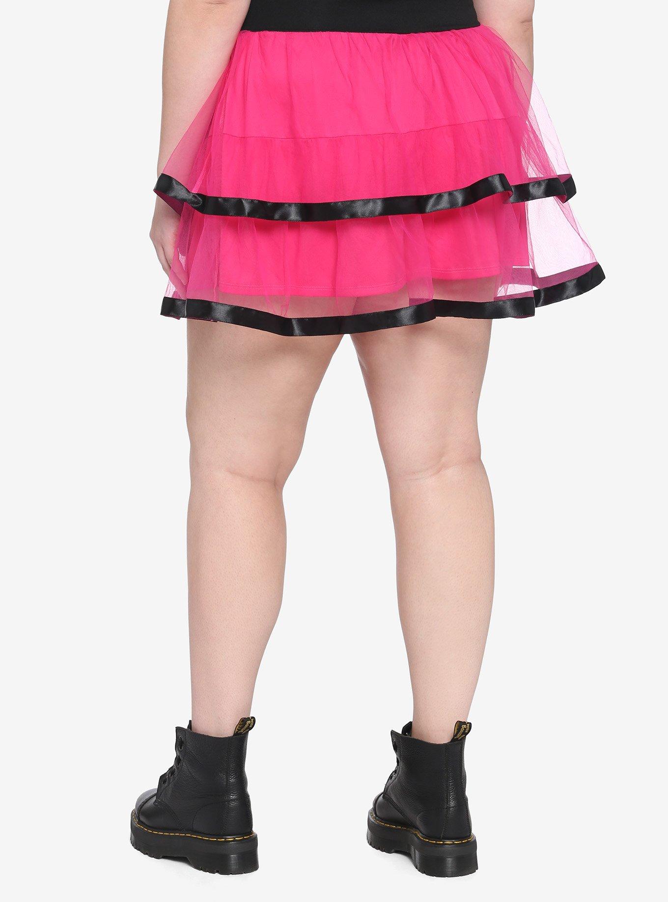 Hot Pink & Black Tutu Skirt Plus Size, PINK, alternate