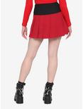 Black & Red Lace-Up Yoke Skirt, PINSTRIPE, alternate