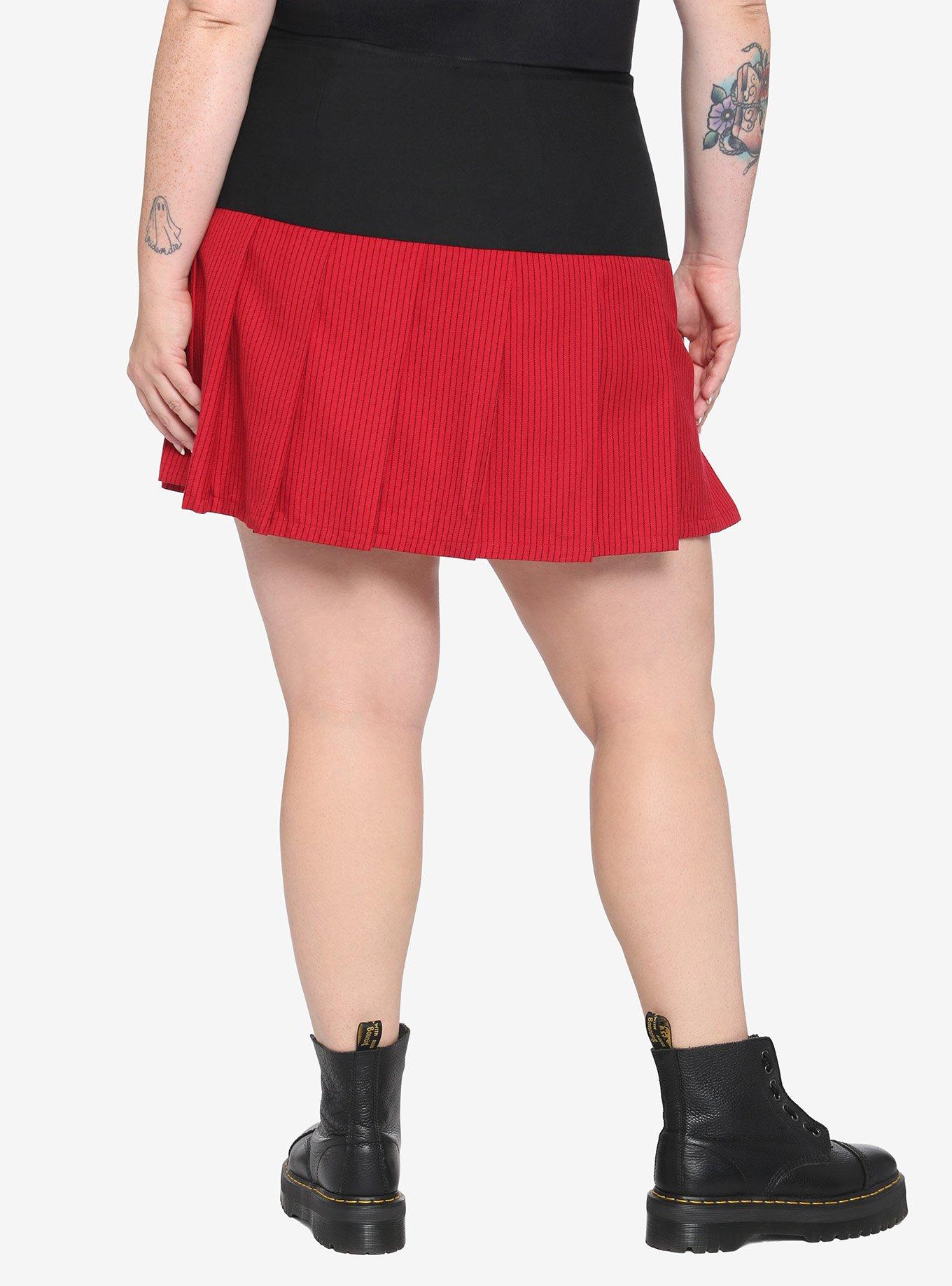 Black & Red Lace-Up Yoke Skirt Plus Size, MULTI, alternate