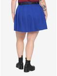 Blue & Black Buckle Belt Skirt Plus Size, BLUE, alternate
