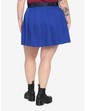 Blue & Black Buckle Belt Skirt Plus Size, , hi-res
