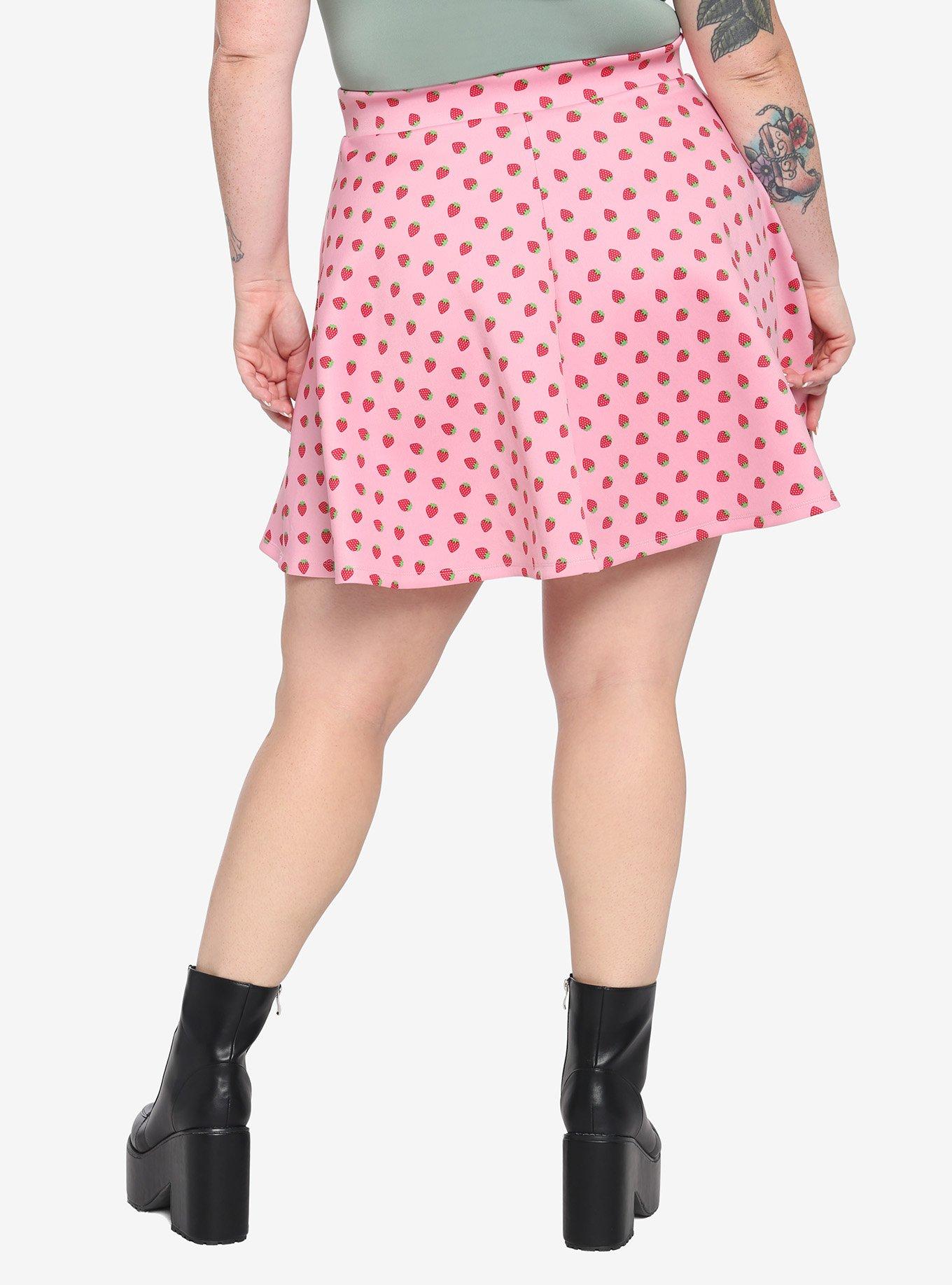 Strawberry Lace-Up Skirt Plus Size, PINK, alternate