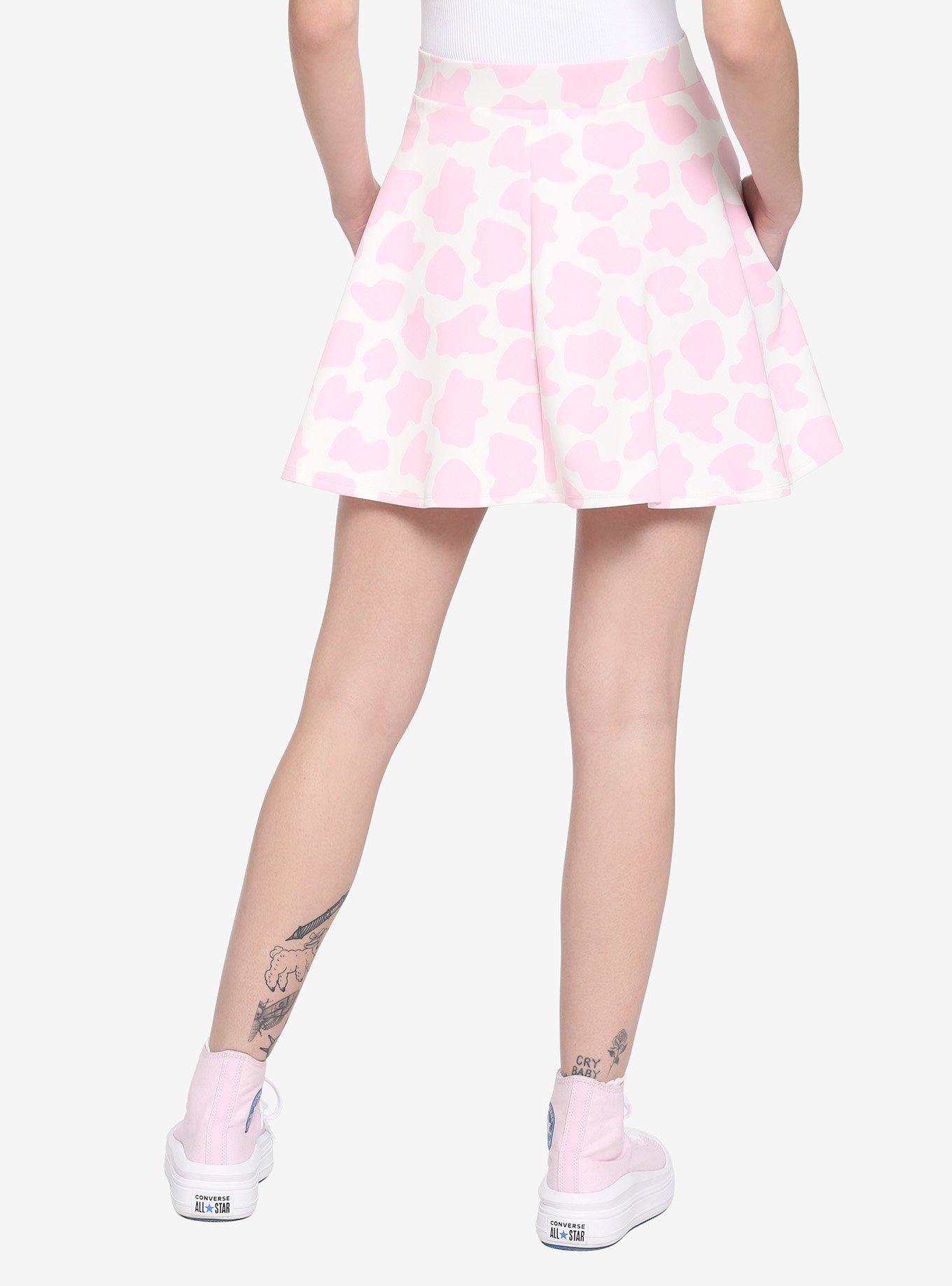 Pink Cow Print Skirt, PINK, alternate