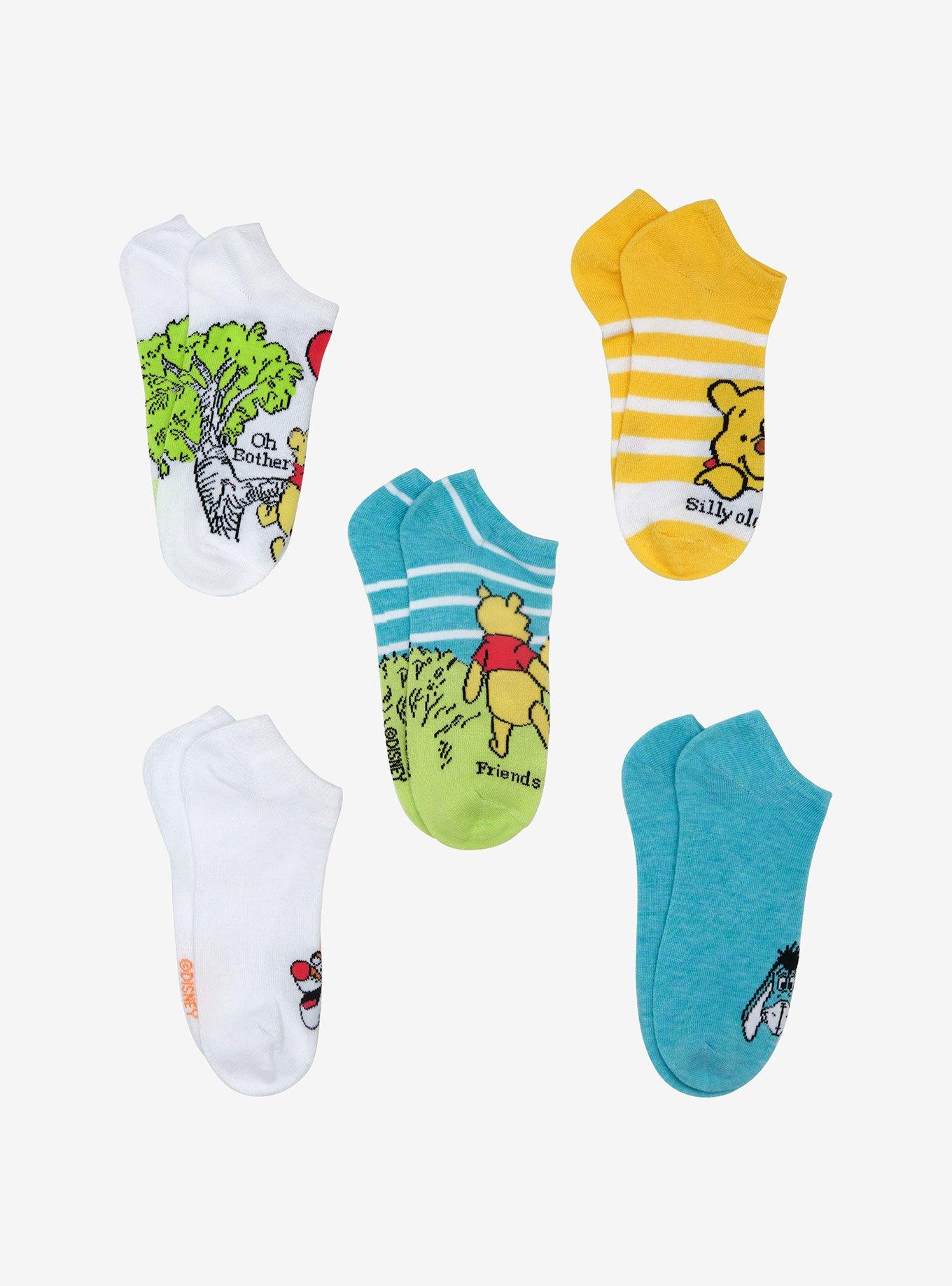 Disney Winnie The Pooh Colorful No-Show Socks 5 Pair, , alternate