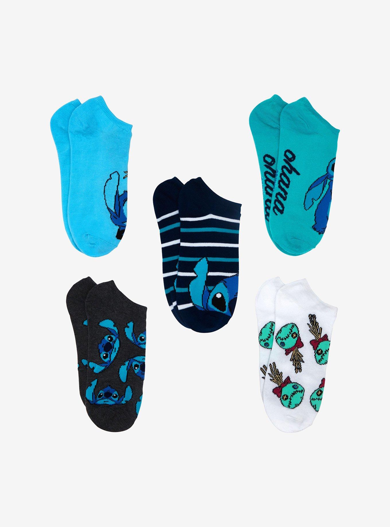 Disney Lilo & Stitch Blue No-Show Socks 5 Pair, , alternate