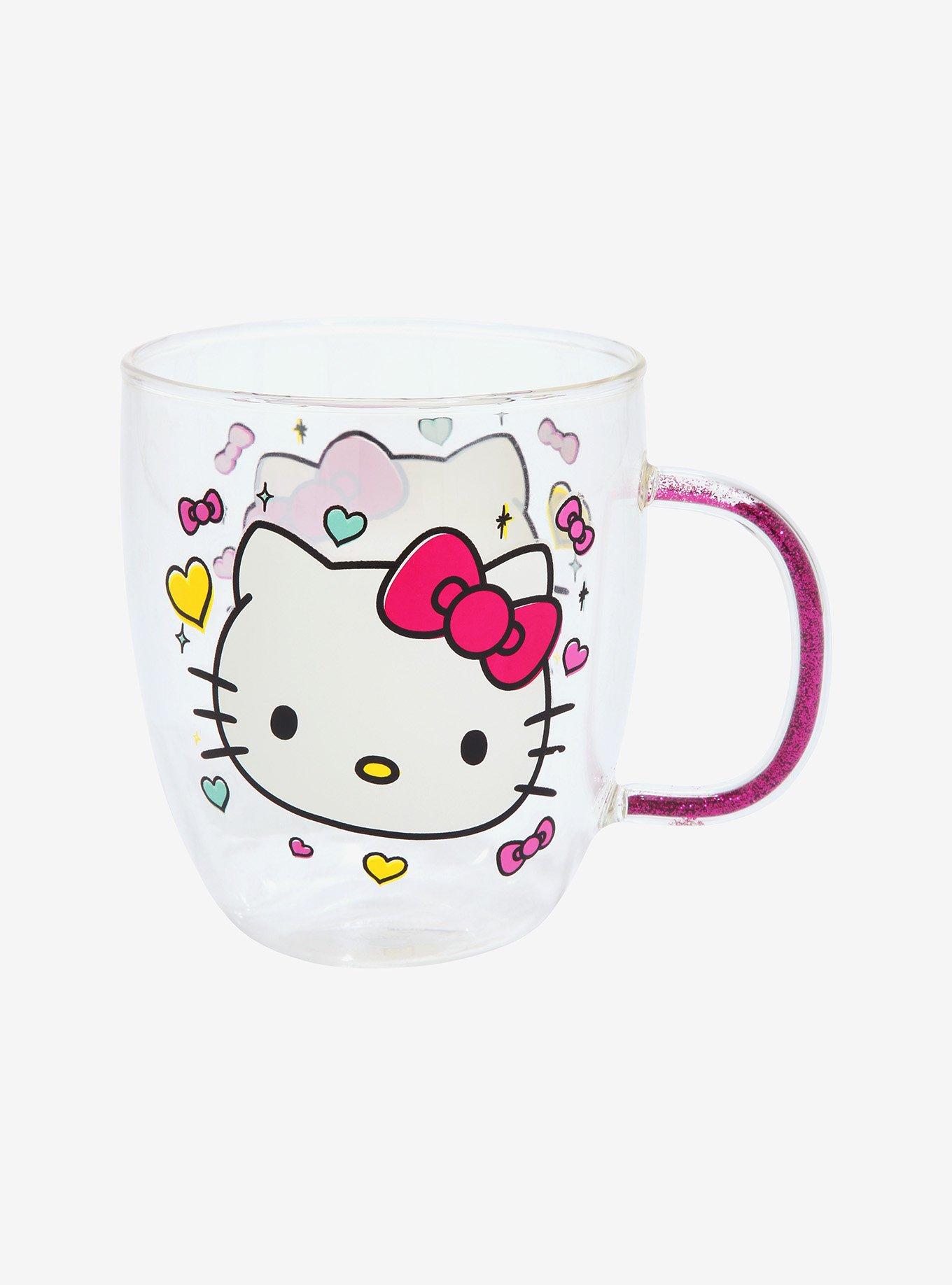 Sanrio Hello Kitty Bows & Hearts Glitter Handle Glass Mug, , alternate