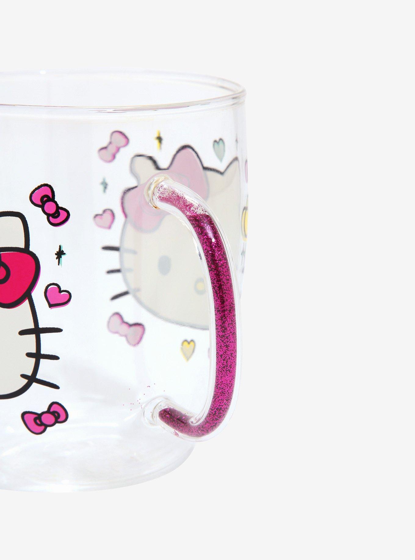 Sanrio Hello Kitty Bows & Hearts Glitter Handle Glass Mug, , alternate