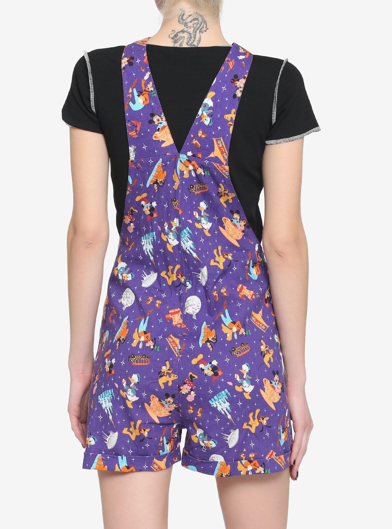 Her Universe Walt Disney World 50th Anniversary Attractions Girls Linen Shortalls, MULTI, alternate