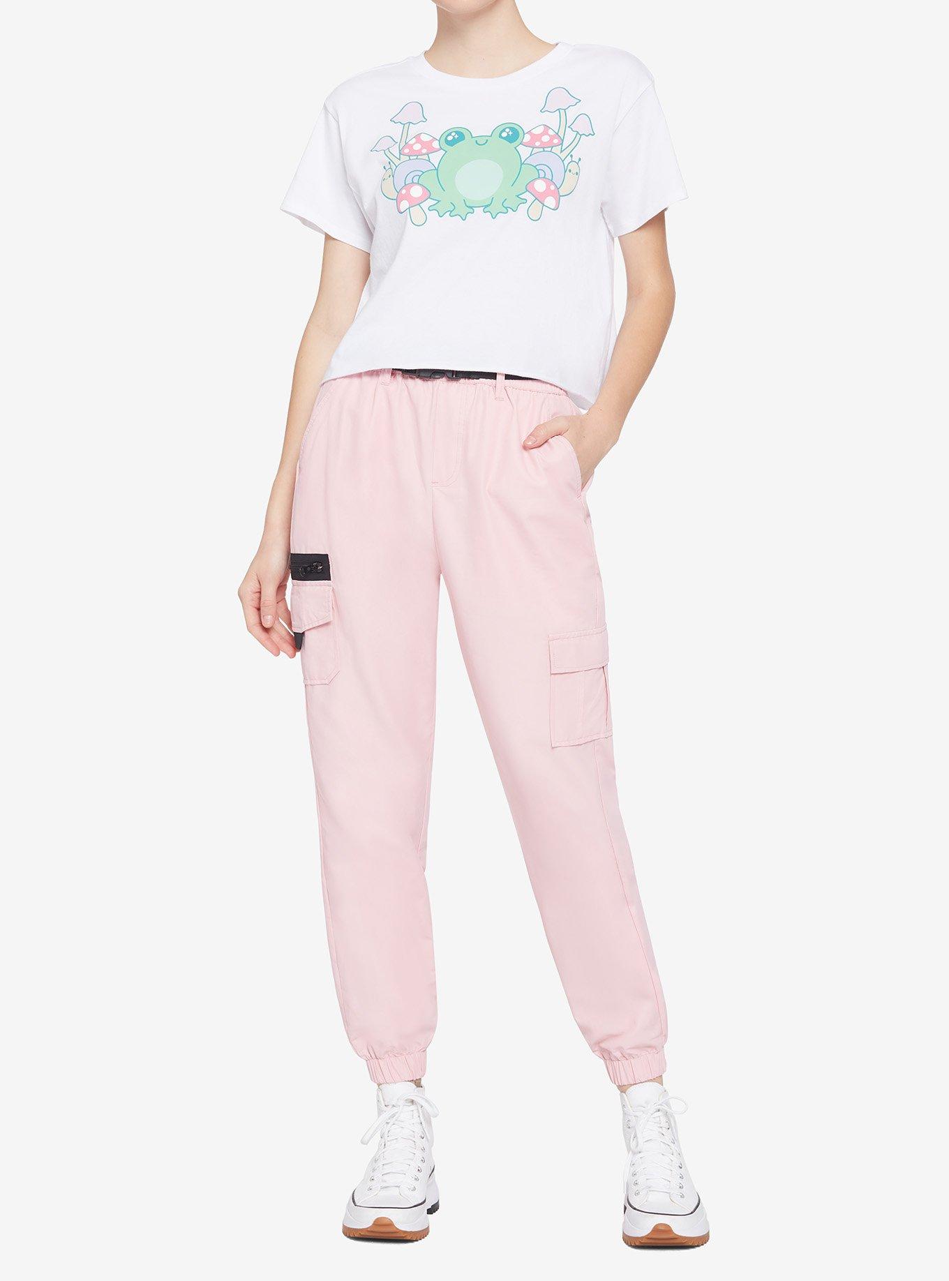 Pastel Frog Mushroom Girls Crop T-Shirt, MULTI, alternate