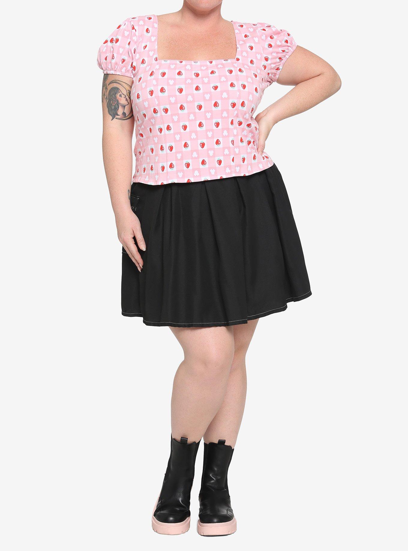 Her Universe Disney Minnie Mouse Strawberry Gingham Girls Top Plus Size, MULTI, alternate