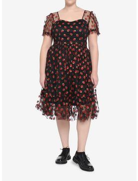 Plus Size Strawberry Glitter Mesh Dress Plus Size, , hi-res