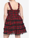 Red & Black Lace-Up Plaid Dress Plus Size, PLAID - RED, alternate