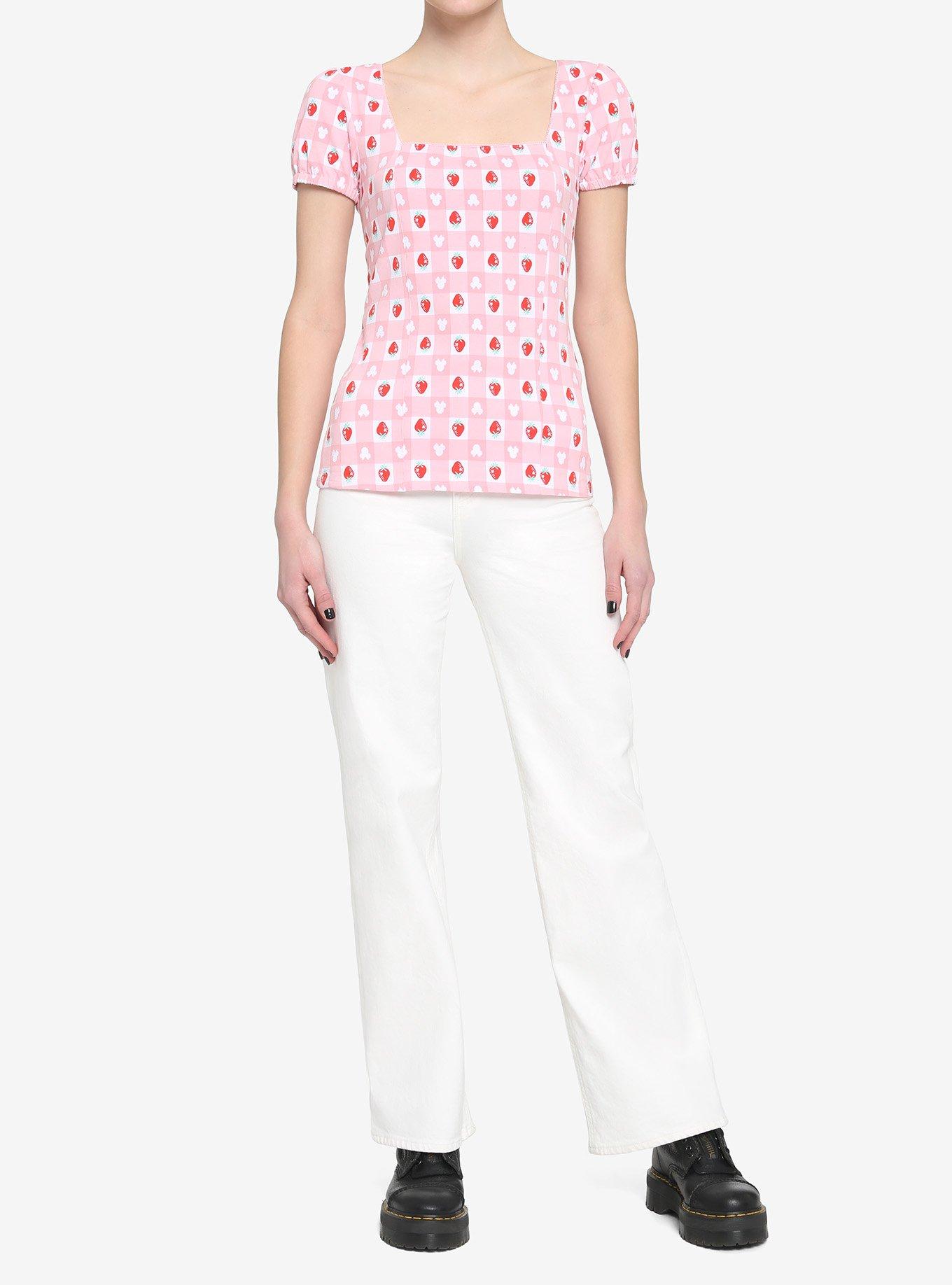 Her Universe Disney Minnie Mouse Strawberry Gingham Top, MULTI, alternate