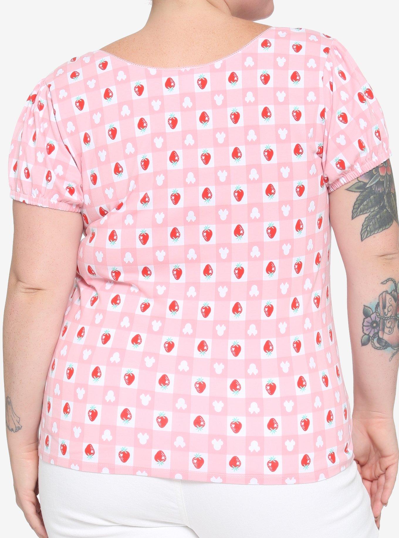 Her Universe Disney Minnie Mouse Strawberry Gingham Top Plus Size, MULTI, alternate