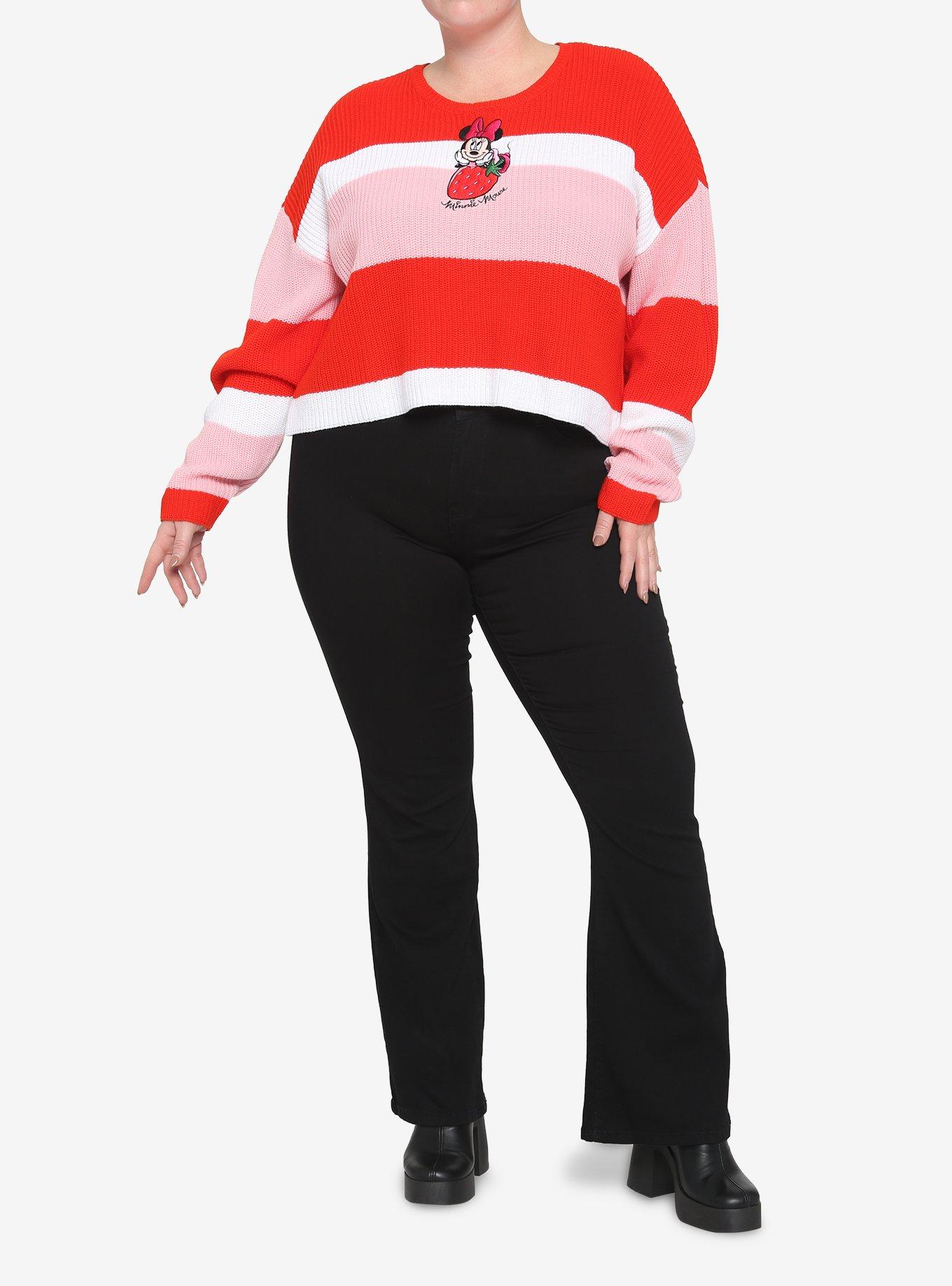 Her Universe Disney Minnie Mouse Strawberry Stripe Knit Sweater Plus Size, MULTI, alternate