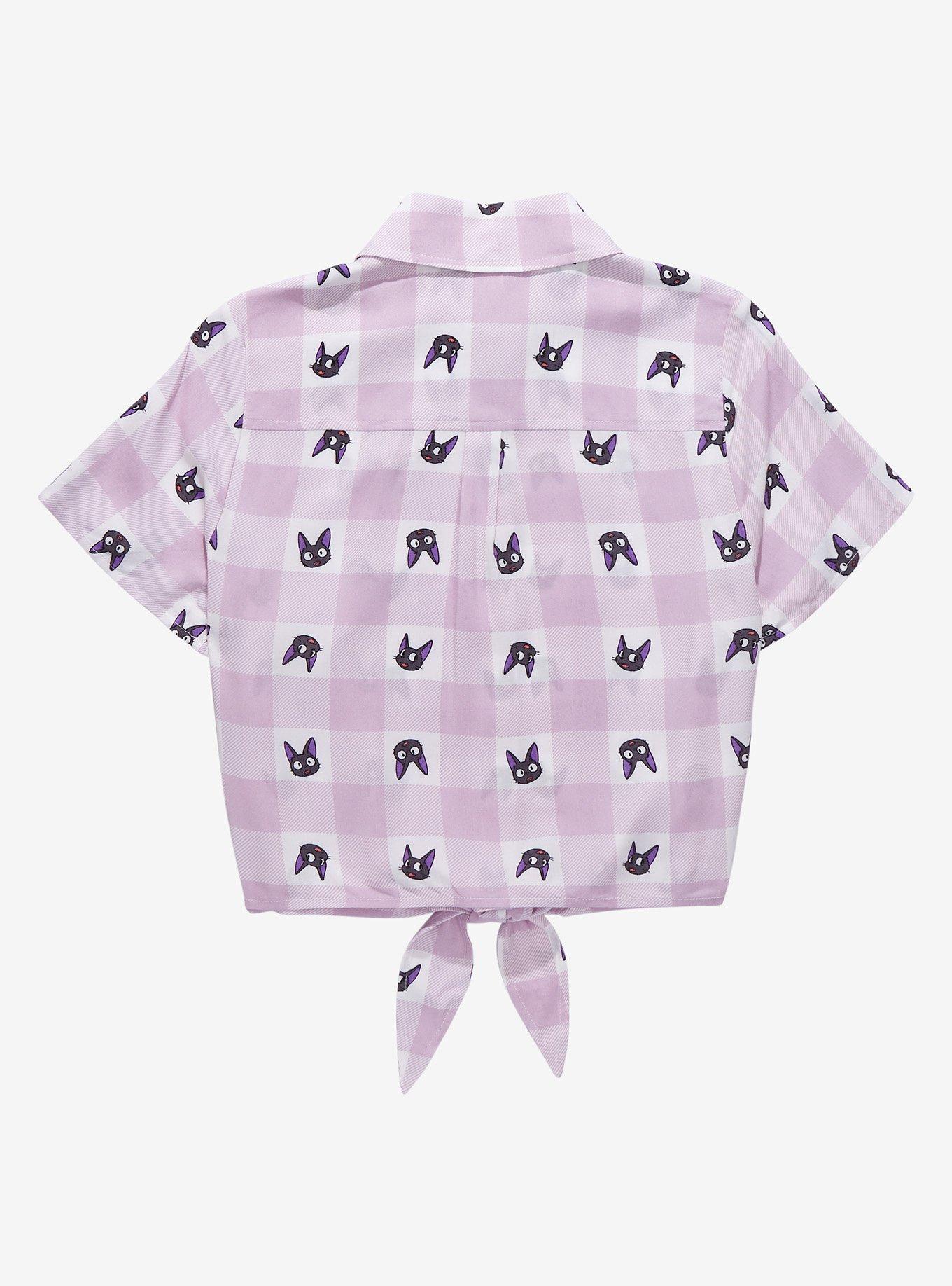 Her Universe Studio Ghibli Kiki&rsquo;s Delivery Service Jiji Plaid Women&rsquo;s Tie-Front Woven Top, PLAID, alternate