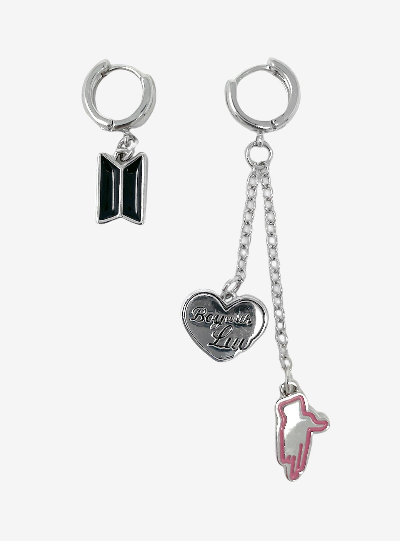 BTS Boy With Luv Mismatched Huggie Hoop Earrings, , alternate