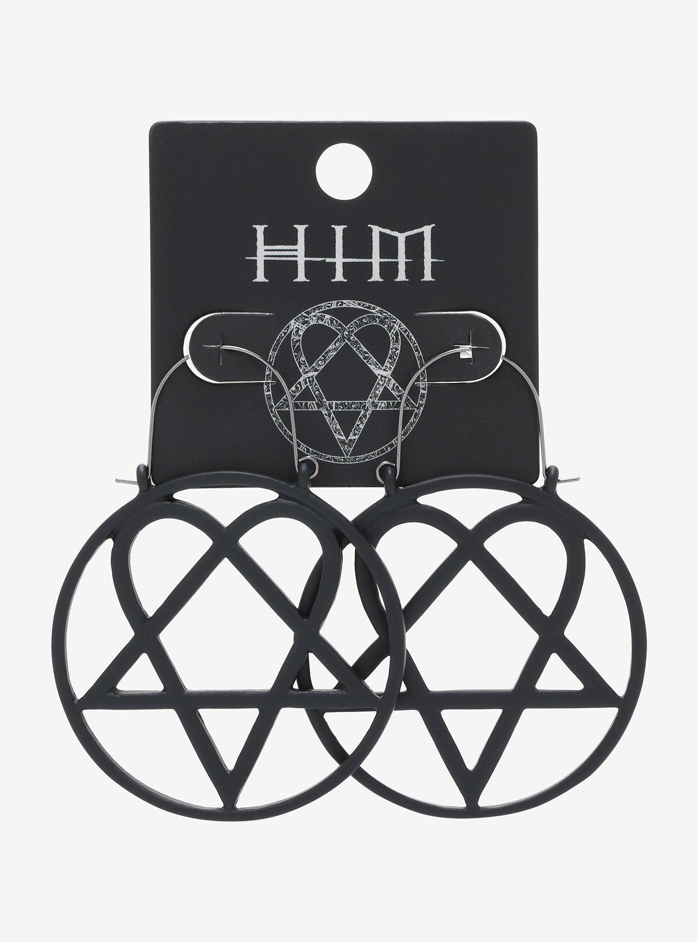 HIM Heartagram Hoop Earrings, , alternate