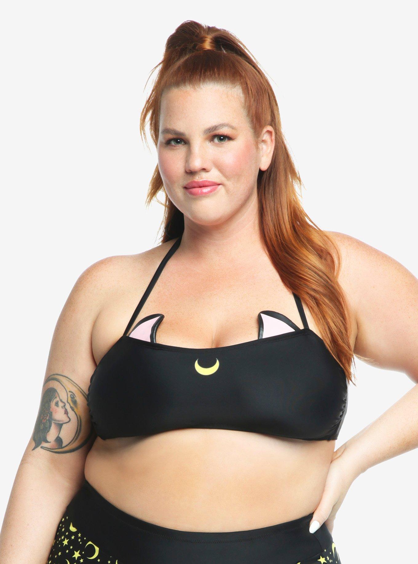 Sailor Moon Luna Halter Swim Top Plus Size, MULTI, alternate