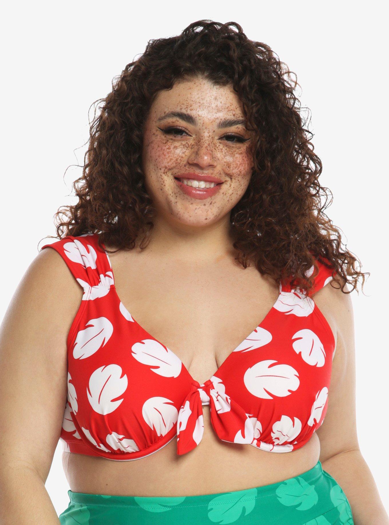 Disney Lilo & Stitch Leaf Print Swim Top Plus Size, MULTI, alternate