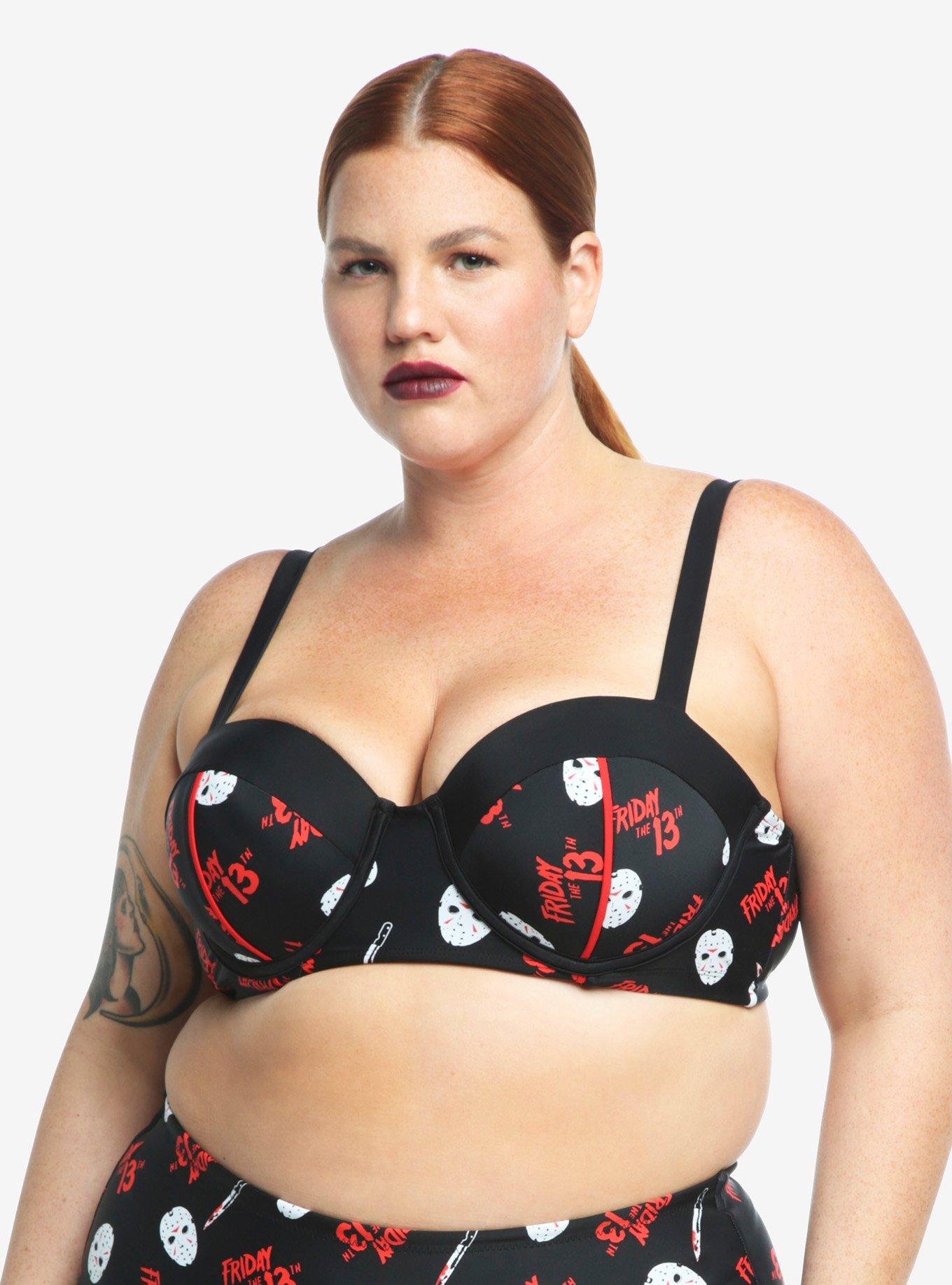 Friday The 13th Jason Mask Swim Top Plus Size, MULTI, alternate