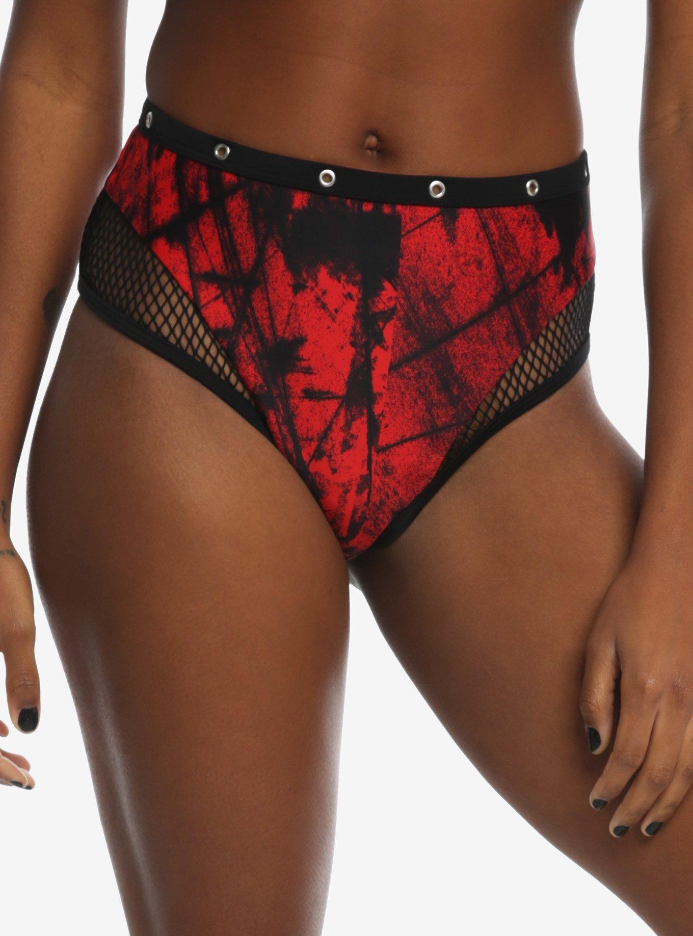 A Nightmare On Elm Street Grommet High-Waisted Swim Bottoms, MULTI, alternate