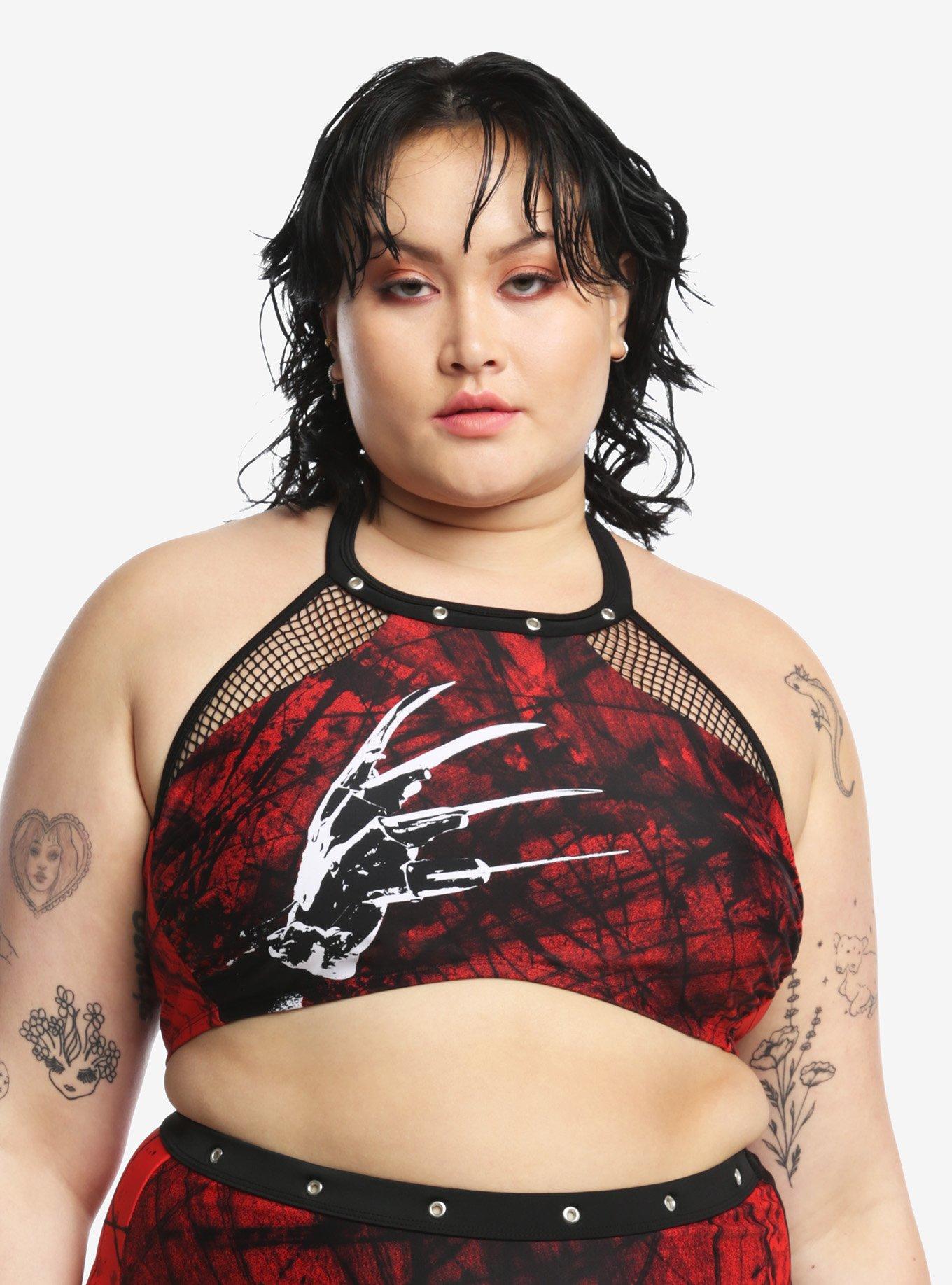 A Nightmare On Elm Street Grommet Halter Swim Top Plus Size, MULTI, alternate