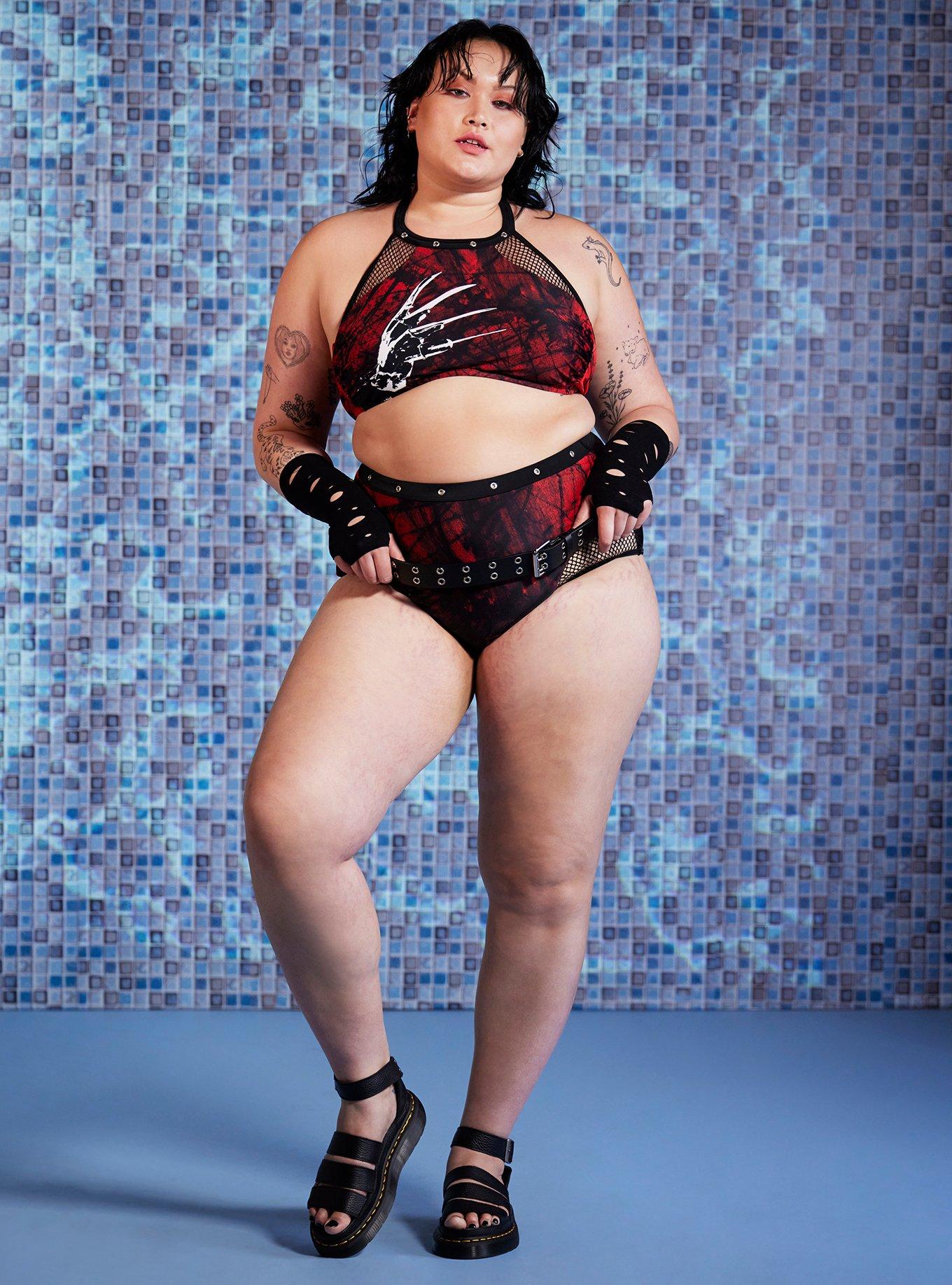 A Nightmare On Elm Street Grommet Halter Swim Top Plus Size, MULTI, alternate