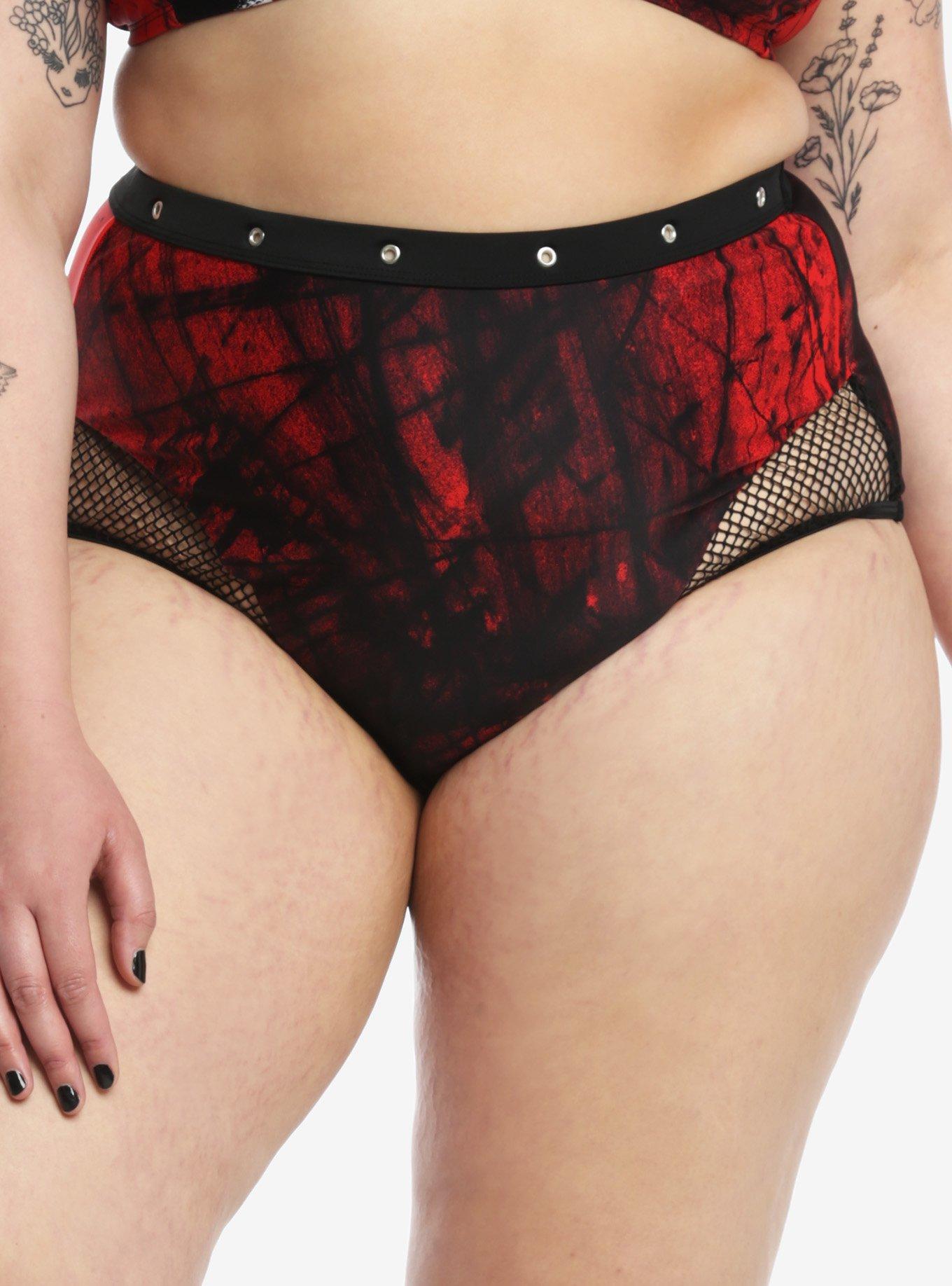 A Nightmare On Elm Street Grommet High-Waisted Swim Bottoms Plus Size, MULTI, alternate