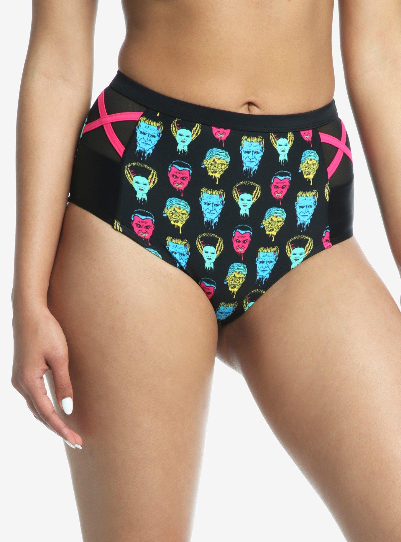 Universal Monsters Heads High-Waisted Swim Bottoms, MULTI, alternate