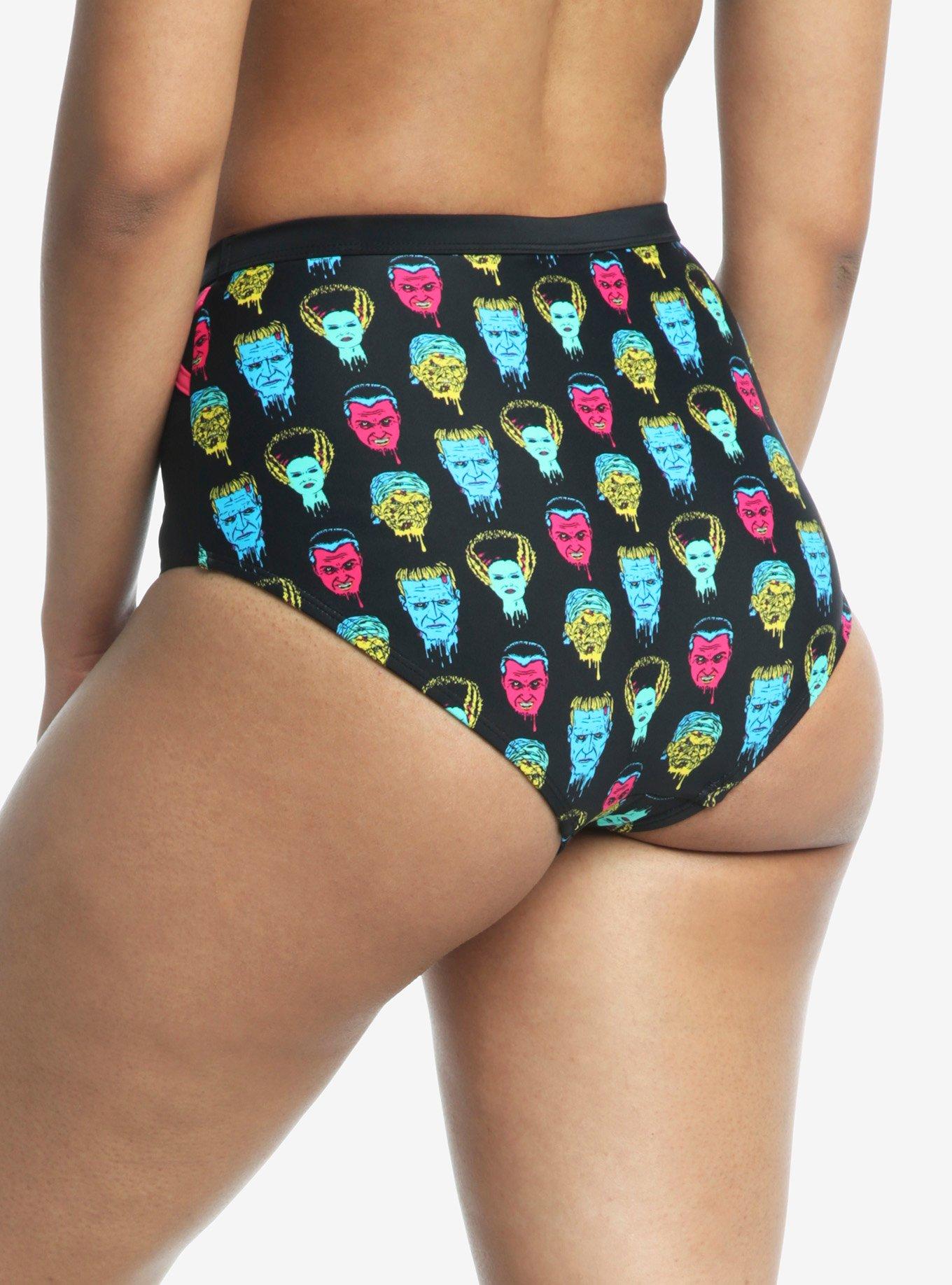 Universal Monsters Heads High-Waisted Swim Bottoms, MULTI, alternate