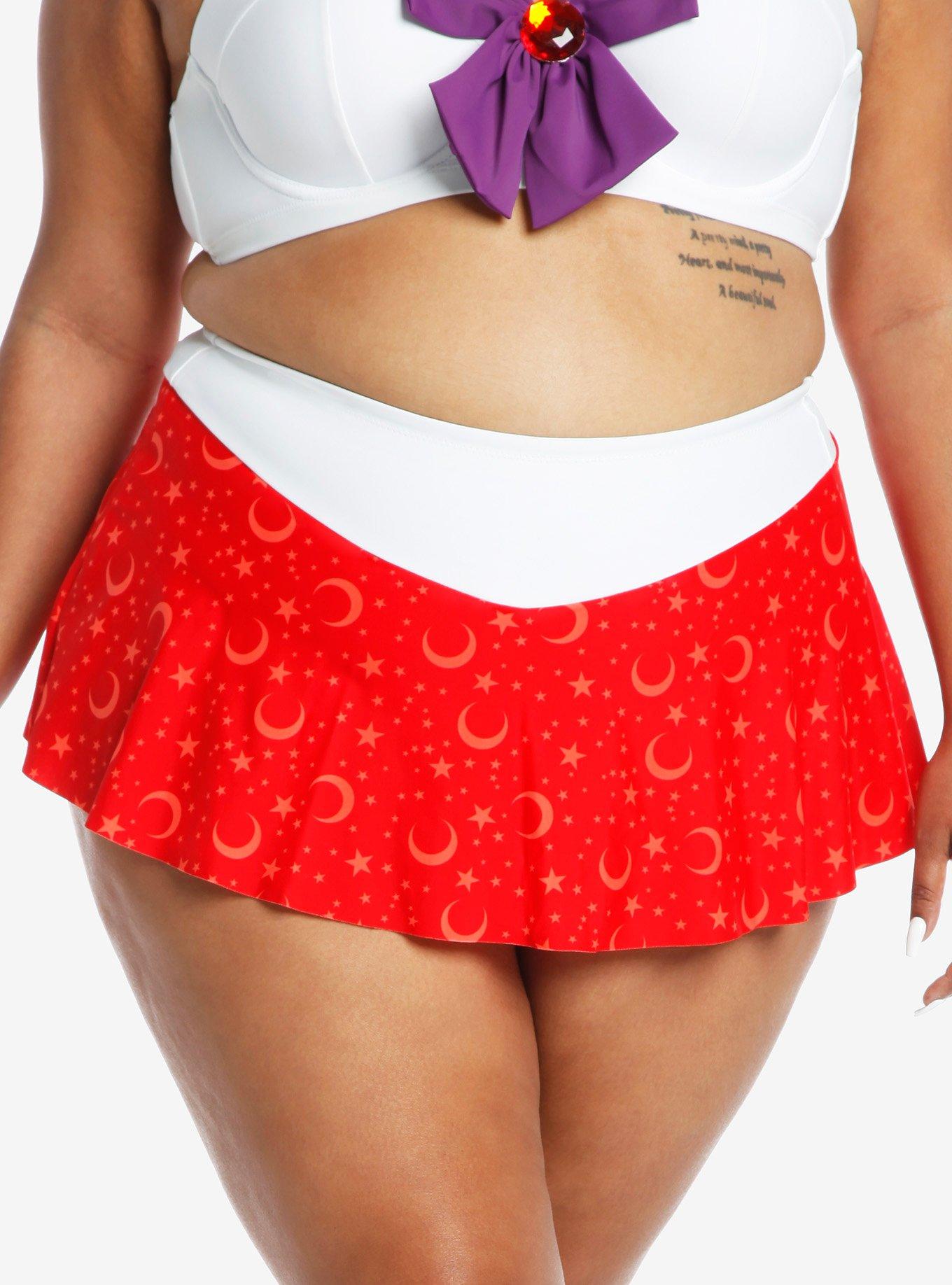 Sailor Moon Sailor Mars Cosplay Skirted Swim Bottoms Plus Size, MULTI, alternate