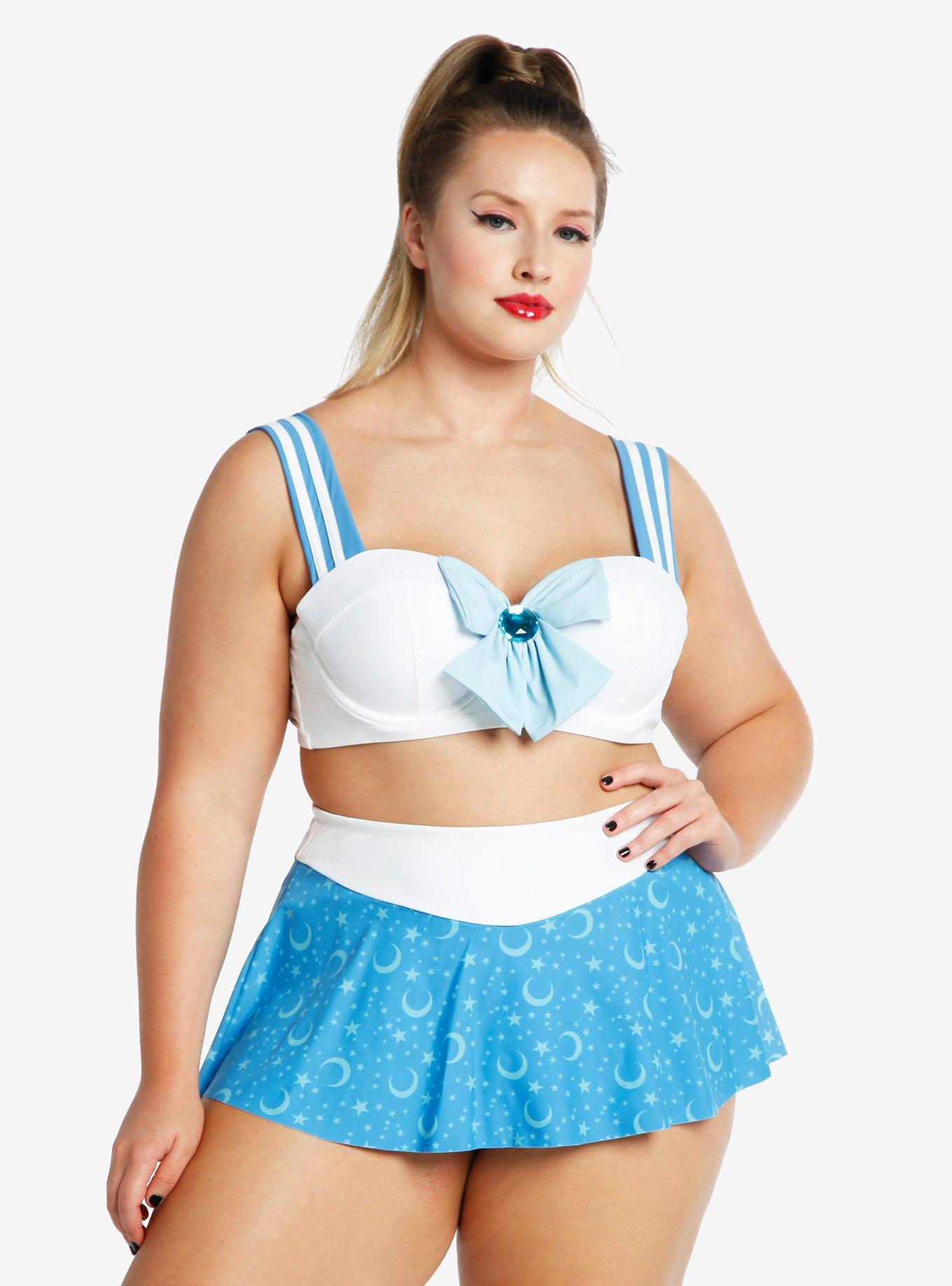 Sailor Moon Sailor Mercury Cosplay Swim Top Plus Size, MULTI, alternate