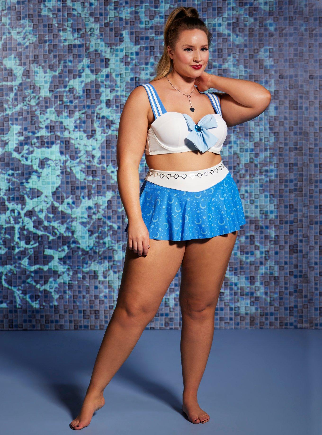 Sailor Moon Sailor Mercury Cosplay Swim Top Plus Size, MULTI, alternate