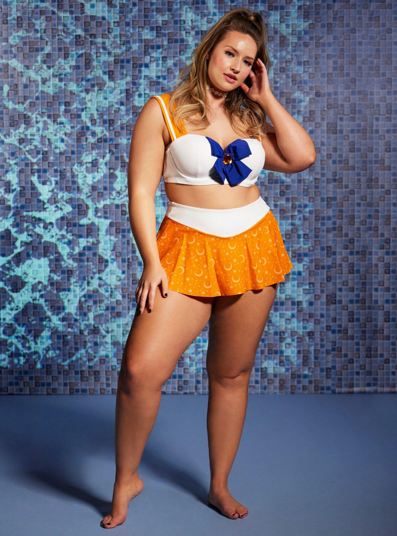 Sailor Moon Sailor Venus Cosplay Swim Top Plus Size, MULTI, alternate